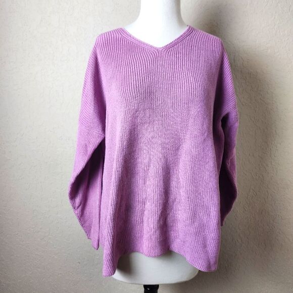 Vintage Peruvian Connection Pima Cotton V-Neck Sweater Lavender Size L - Picture 1 of 6